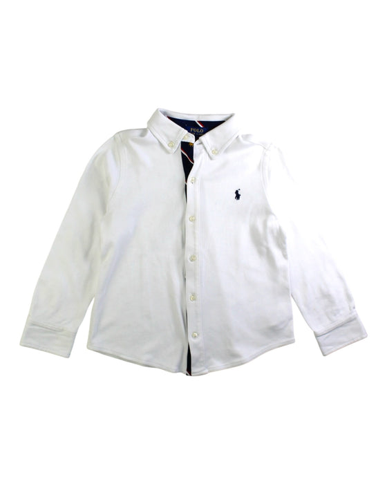 A White Long Sleeve Shirts from Polo Ralph Lauren in size 4T for boy. (Front View)