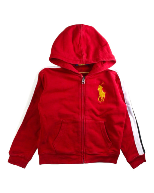 A Red Hooded Sweatshirts from Polo Ralph Lauren in size 4T for boy. (Front View)