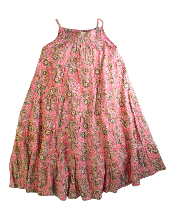 A Pink Sleeveless Dresses from Bonton in size 6T for girl. (Front View)