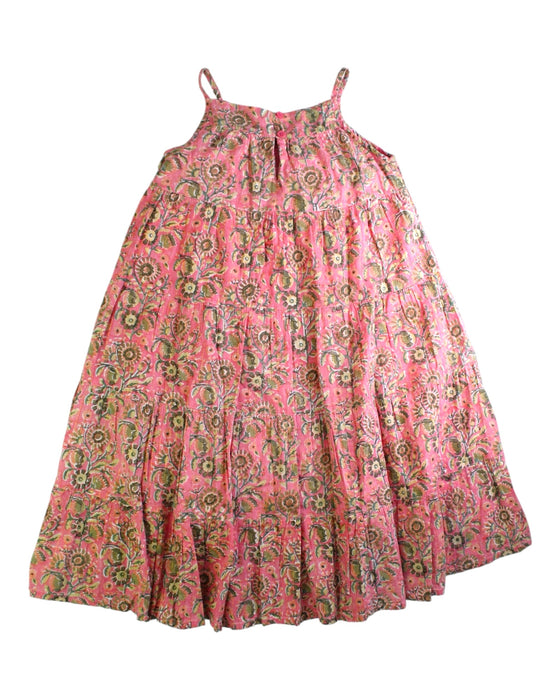 A Pink Sleeveless Dresses from Bonton in size 6T for girl. (Back View)