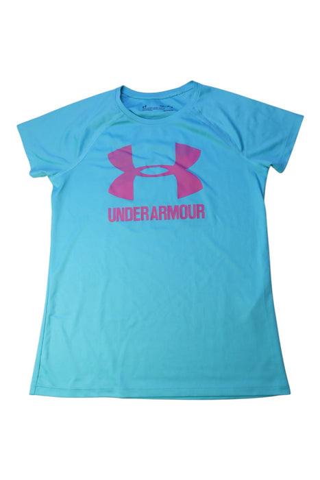 A Blue Short Sleeve T Shirts from Under Armour in size 10Y for girl. (Front View)