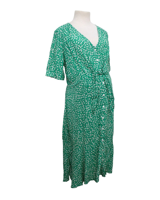 A Green Short Sleeve Dresses from Seraphine in size Maternity-M for maternity. (Front View)