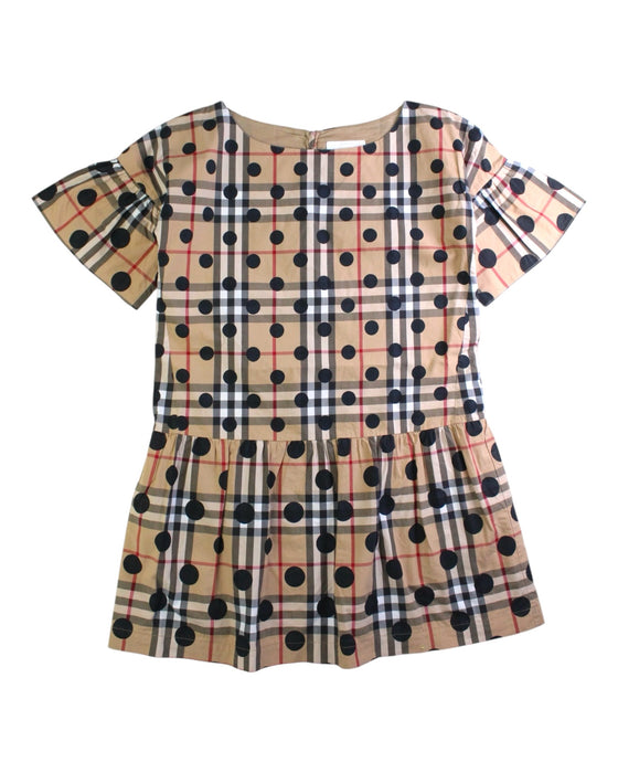 A Beige Short Sleeve Dresses from Burberry in size 10Y for girl. (Front View)