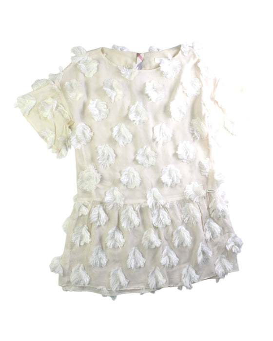 A Ivory Short Sleeve Dresses from Burberry in size 8Y for girl. (Front View)