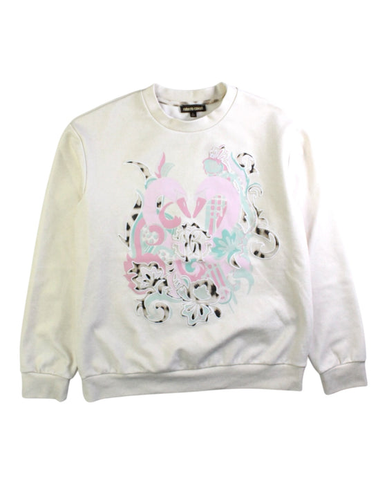 A White Crewneck Sweatshirts from Roberto Cavalli in size 8Y for girl. (Front View)