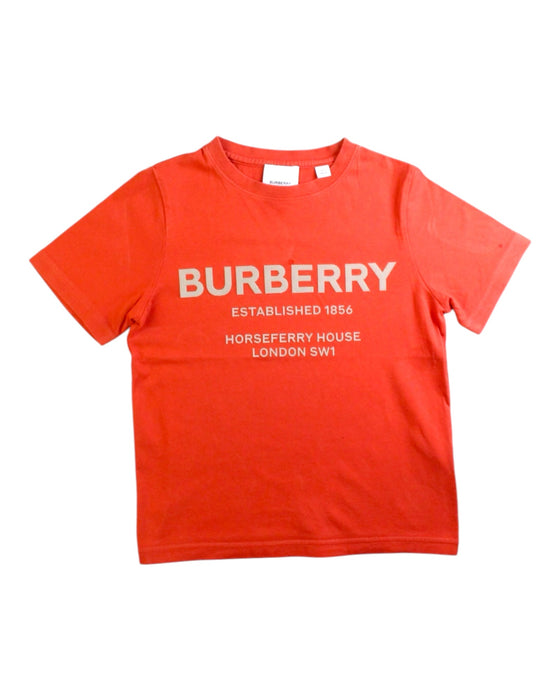 A Red Short Sleeve T Shirts from Burberry in size 6T for boy. (Front View)