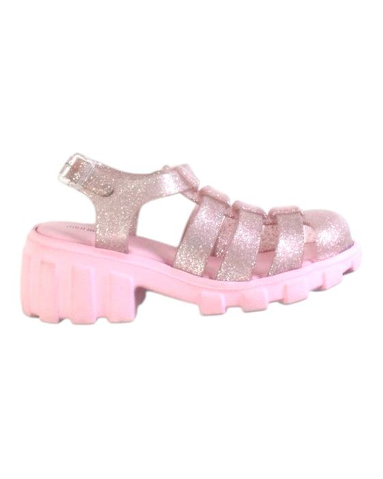 A Pink Sandals from Mini Melissa in size 7Y for girl. (Front View)