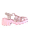 A Pink Sandals from Mini Melissa in size 7Y for girl. (Front View)