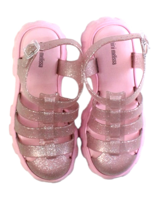 A Pink Sandals from Mini Melissa in size 7Y for girl. (Back View)