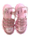 A Pink Sandals from Mini Melissa in size 7Y for girl. (Back View)