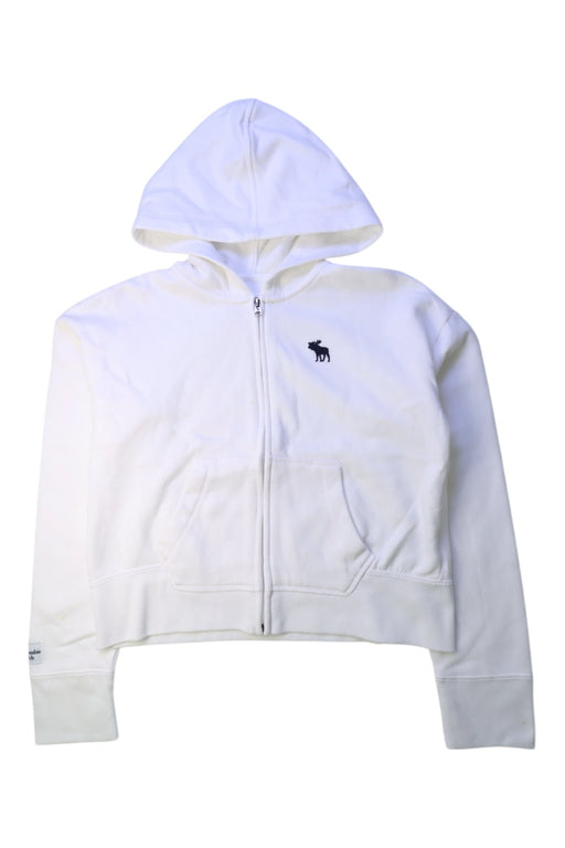 A White Hooded Sweatshirts from Abercrombie & Fitch in size 11Y for boy. (Front View)