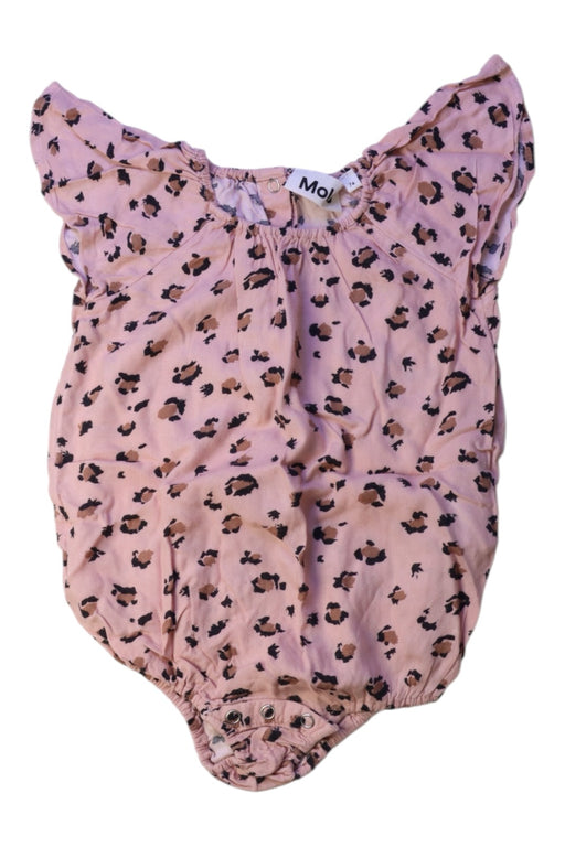 A Pink Sleeveless Rompers from Molo in size 6-12M for girl. (Front View)