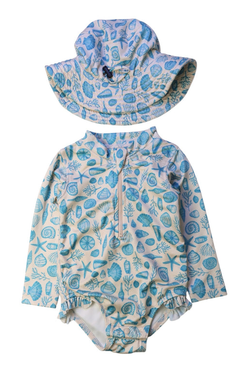 A Blue Swim Sets from Wilson & Frenchy in size 6-12M for girl. (Front View)