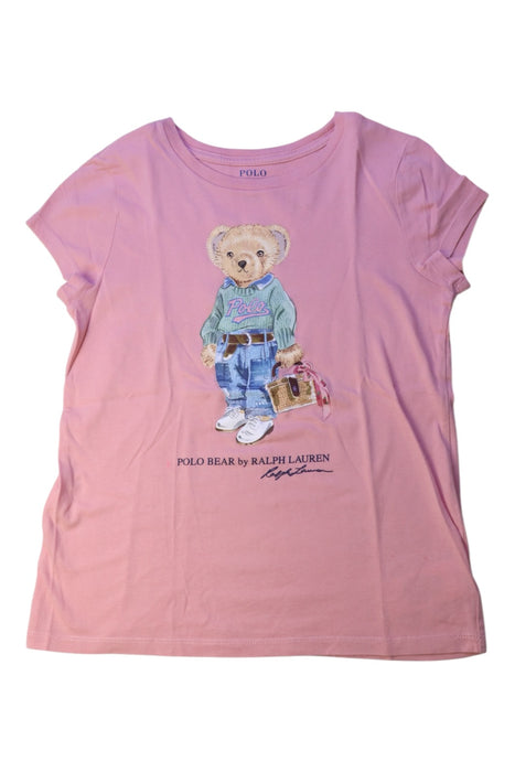 A Pink Short Sleeve T Shirts from Polo Ralph Lauren in size 8Y for girl. (Front View)