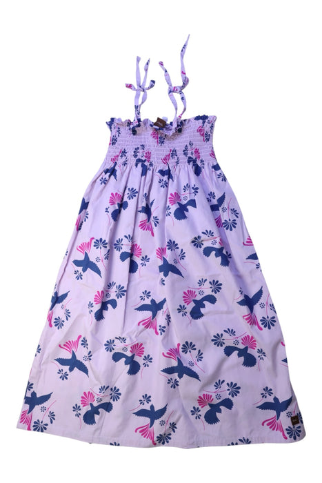 A Purple Sleeveless Dresses from Tea in size 6T for girl. (Back View)