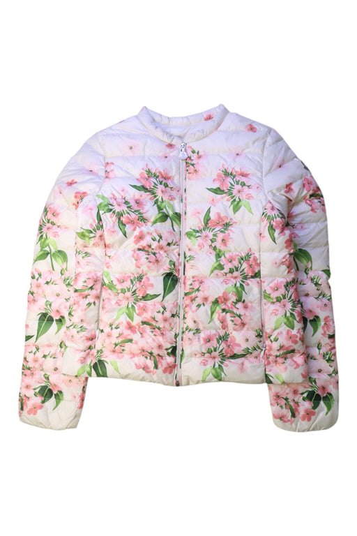 A Pink Puffer/Quilted Jackets from Moncler in size 10Y for girl. (Front View)