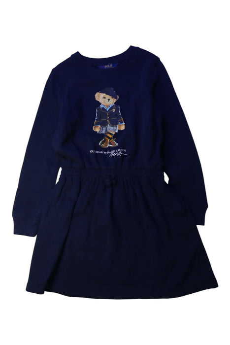 A Navy Long Sleeve Dresses from Polo Ralph Lauren in size 8Y for girl. (Front View)