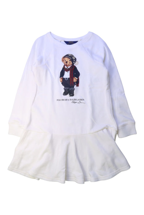A White Long Sleeve Dresses from Polo Ralph Lauren in size 7Y for girl. (Front View)