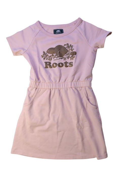 A Pink Short Sleeve Dresses from Roots in size 5T for girl. (Front View)
