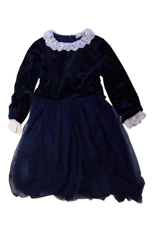 A Navy Long Sleeve Dresses from Felix & Mina in size 6T for girl. (Front View)