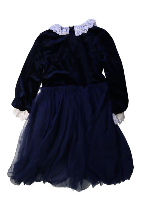 A Navy Long Sleeve Dresses from Felix & Mina in size 6T for girl. (Back View)