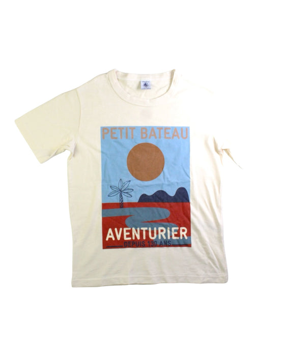A Beige Short Sleeve T Shirts from Petit Bateau in size 12Y for boy. (Front View)