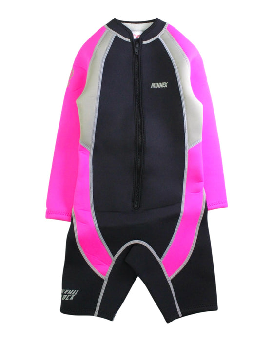 A Black Wetsuits from Minnex in size 8Y for girl. (Front View)