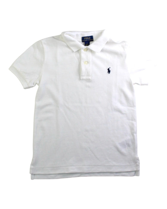 A White Short Sleeve Polos from Polo Ralph Lauren in size 5T for boy. (Front View)