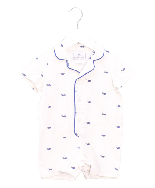 A White Short Sleeve Rompers from Petite Plume in size 3-6M for boy. (Front View)