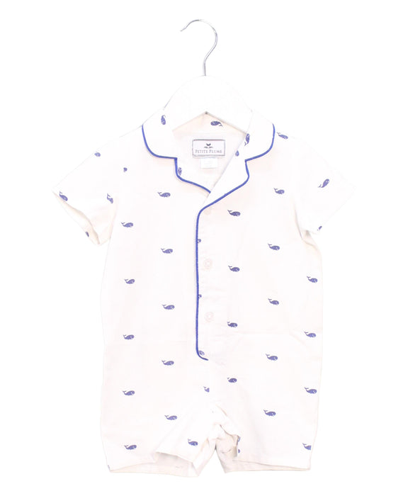 A White Short Sleeve Rompers from Petite Plume in size 3-6M for boy. (Front View)