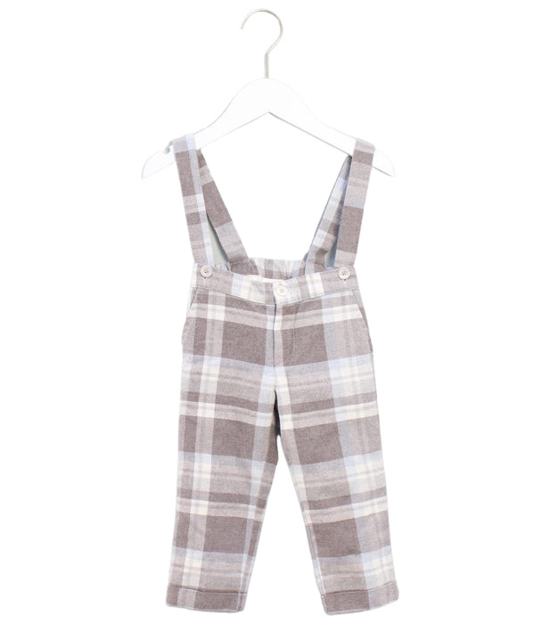 A Grey Long Overalls from Chickeeduck in size 12-18M for boy. (Front View)