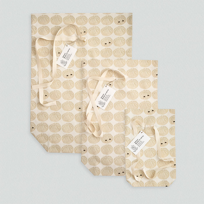 Paper-Roses Reusable Gift Wrap Bag - Dumplings Print (L)