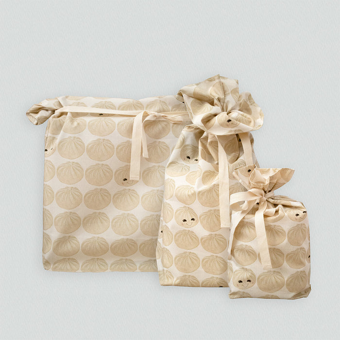 Paper-Roses Reusable Gift Wrap Bag - Dumplings Print (L)