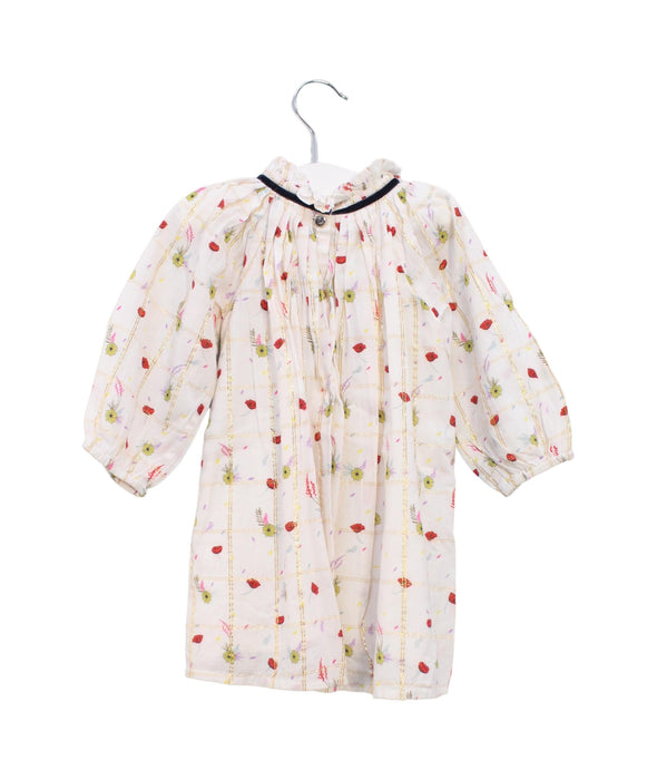 A Ivory Long Sleeve Dresses from Velveteen in size 12-18M for girl. (Back View)