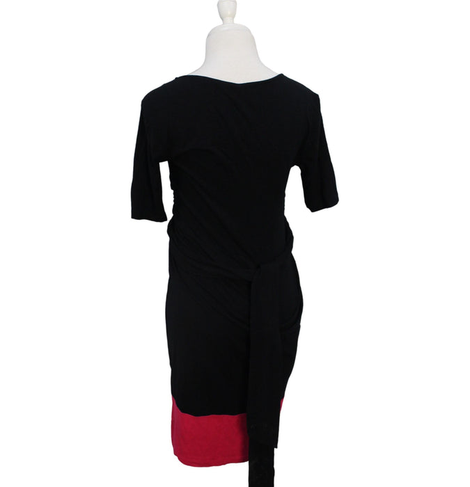 A Black Short Sleeve Dresses from Seraphine in size S for maternity. (Back View)