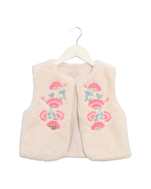 A Pink Outerwear Vests from Louise Misha in size 6T for girl. (Front View)