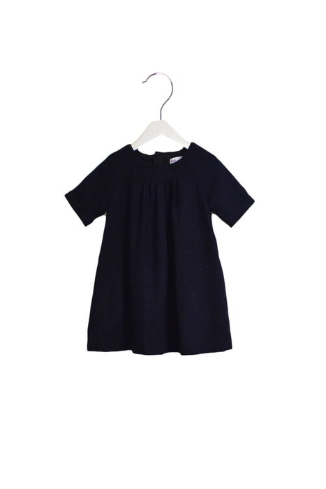 A Navy Short Sleeve Dresses from Little Mercerie in size 4T for girl. (Front View)