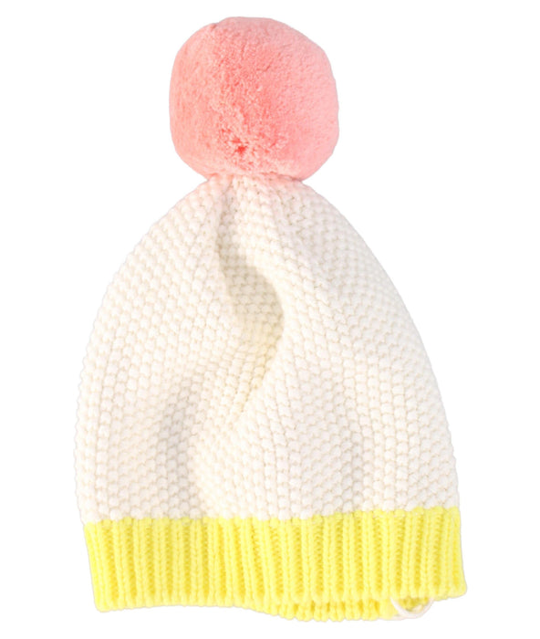 A Ivory Beanies from Seed in size Newborn for girl. (Front View)