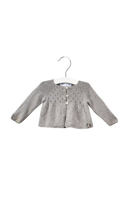 A Grey Cardigans from Tartine et Chocolat in size 3-6M for girl. (Front View)