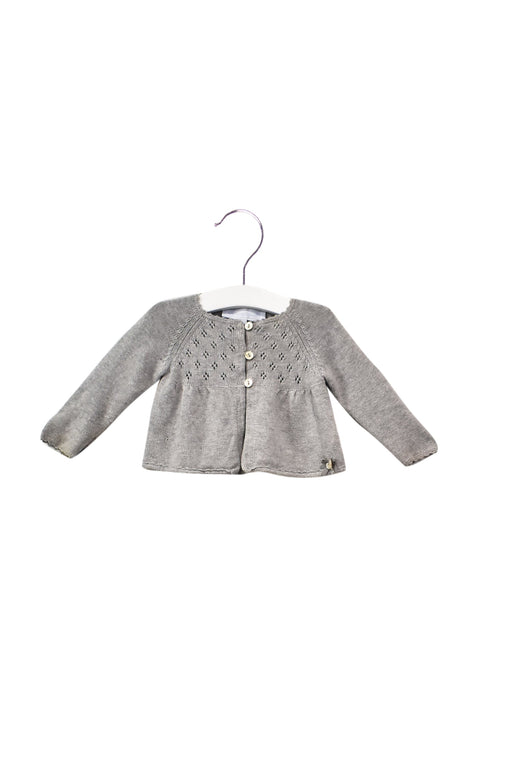 A Grey Cardigans from Tartine et Chocolat in size 3-6M for girl. (Front View)