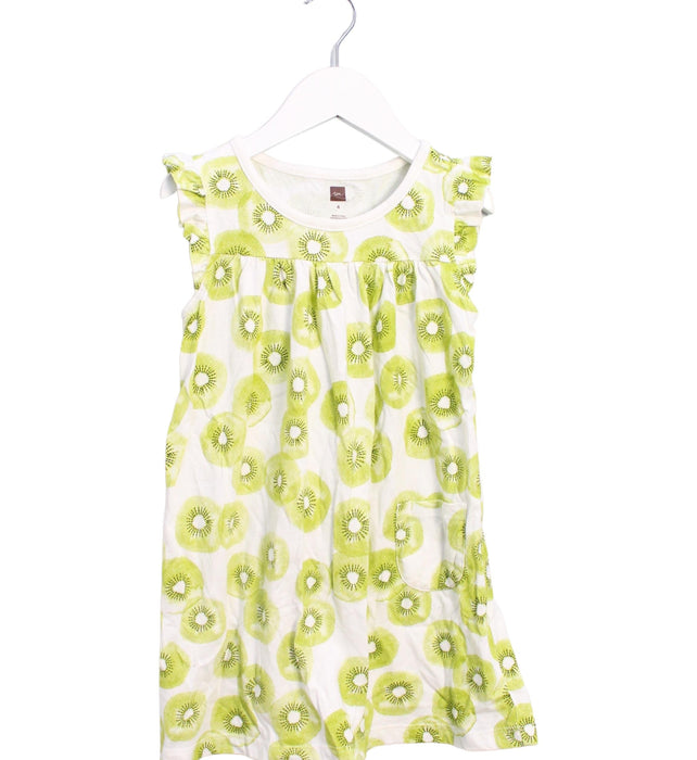 A White Sleeveless Dresses from Tea in size 4T for girl. (Front View)