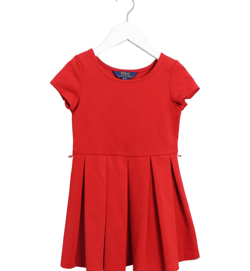 A Red Short Sleeve Dresses from Polo Ralph Lauren in size 4T for girl. (Front View)