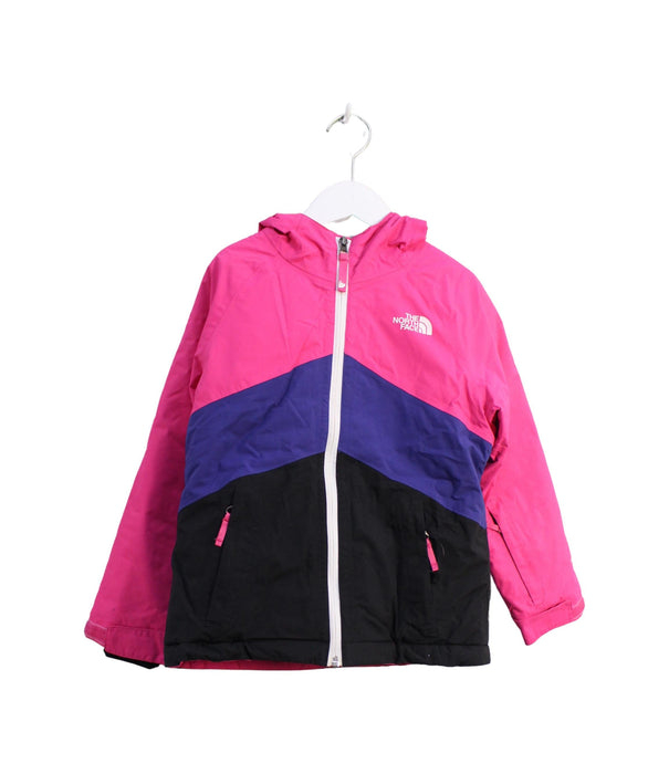 A Pink Ski Jackets from The North Face in size 6T for girl. (Front View)