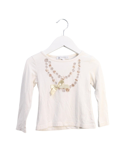 A White Long Sleeve Tops from Charabia in size 2T for girl. (Front View)