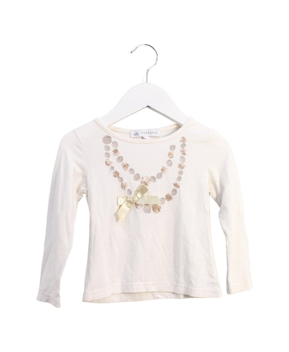A White Long Sleeve Tops from Charabia in size 2T for girl. (Front View)