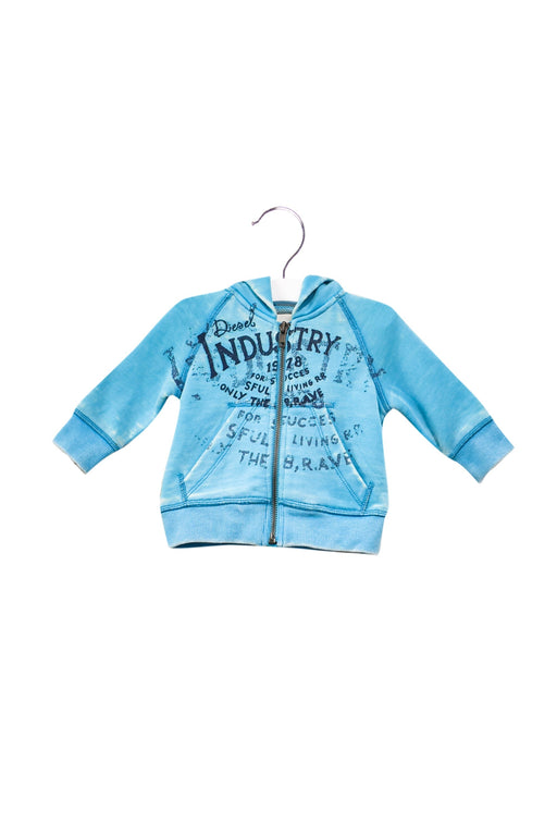 A Blue Zippered Sweatshirts from Diesel in size 3-6M for boy. (Front View)