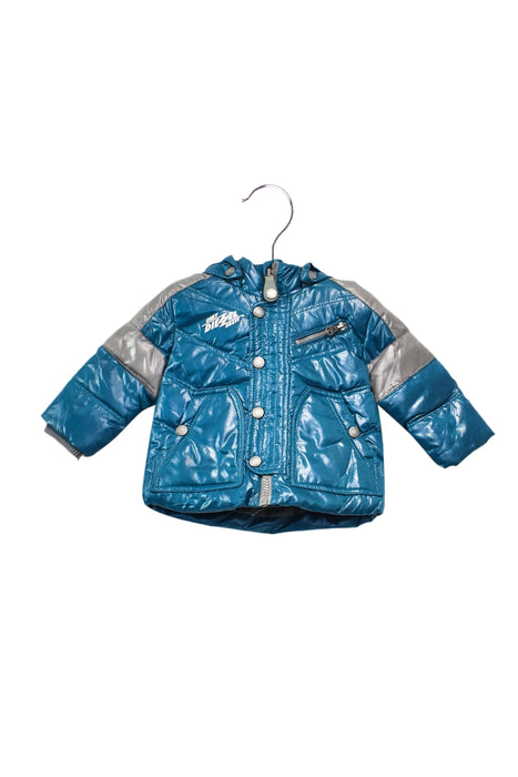 A Blue Puffer/Quilted Jackets from Diesel in size 3-6M for boy. (Front View)