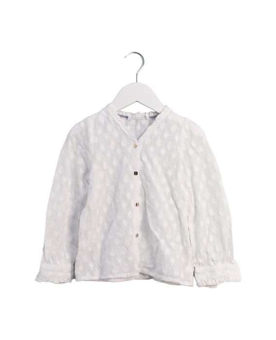 A White Long Sleeve Tops from Excuse My French in size 4T for girl. (Front View)