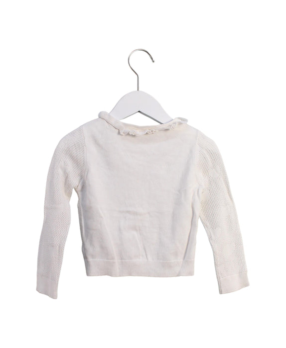 A White Cardigans from Momonittu in size 2T for girl. (Back View)