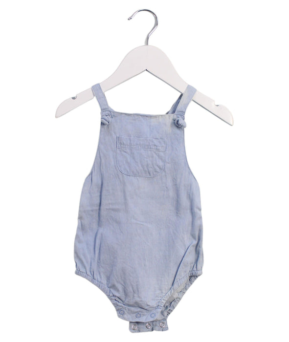 A Blue Overall Shorts from Seed in size 3-6M for girl. (Front View)